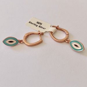 🧿 925 Silver handmade enamel evileye oval earring